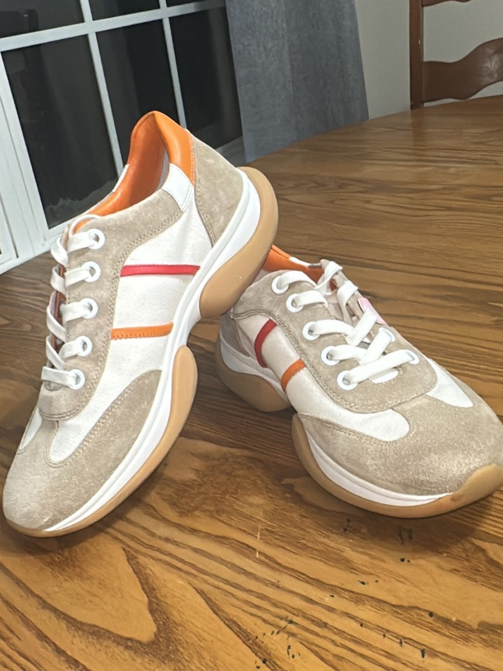 Tory Burch Multicolor Suede and Canvas Bubble Stripe Lace Up Sneakers (shoes 20